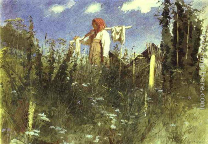 Ivan Nikolaevich Kramskoy Girl with Washed Linen on the Yoke